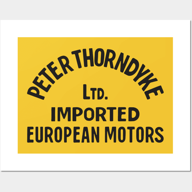 Peter Thorndyke - European Motors (Black on Yellow) Wall Art by jepegdesign